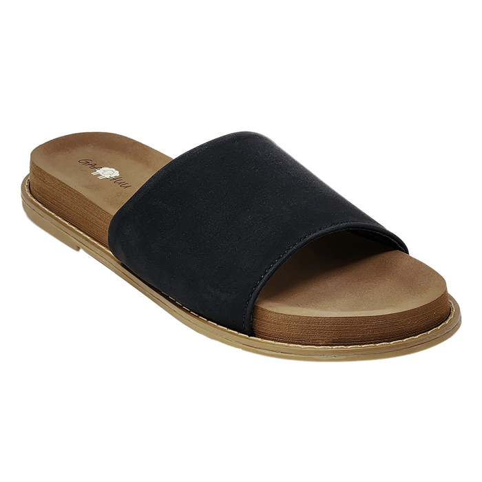 gaahuu womens faux leather open toe slide footbed sandals