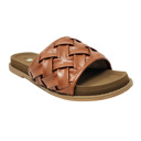 brown basketweave Size 7 gaahuu womens faux leather open toe slide footbed sandals