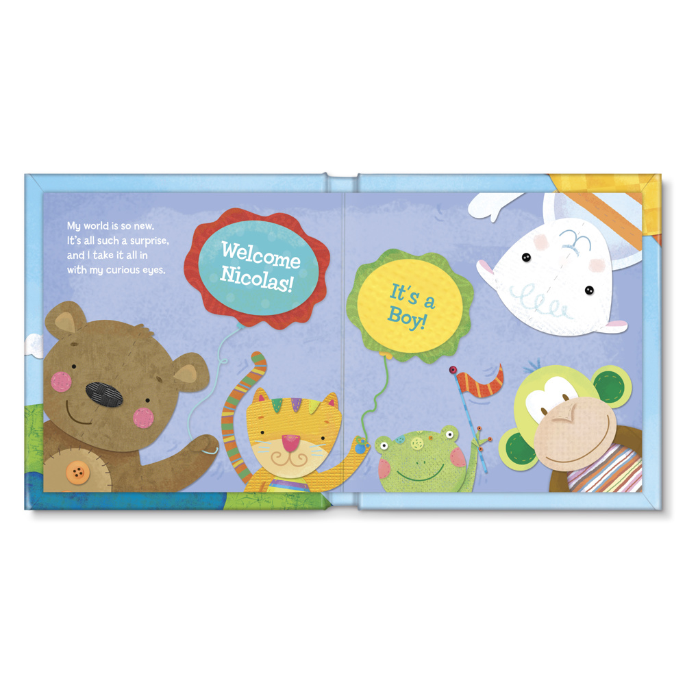 Hello World! - personalized board book - blue