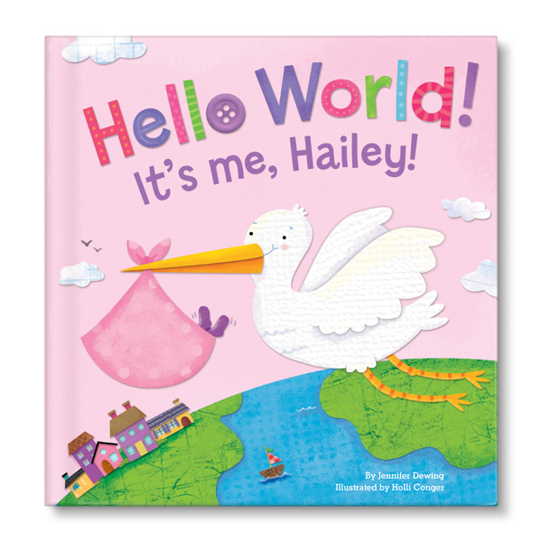 Hello World! - personalized board book - pink