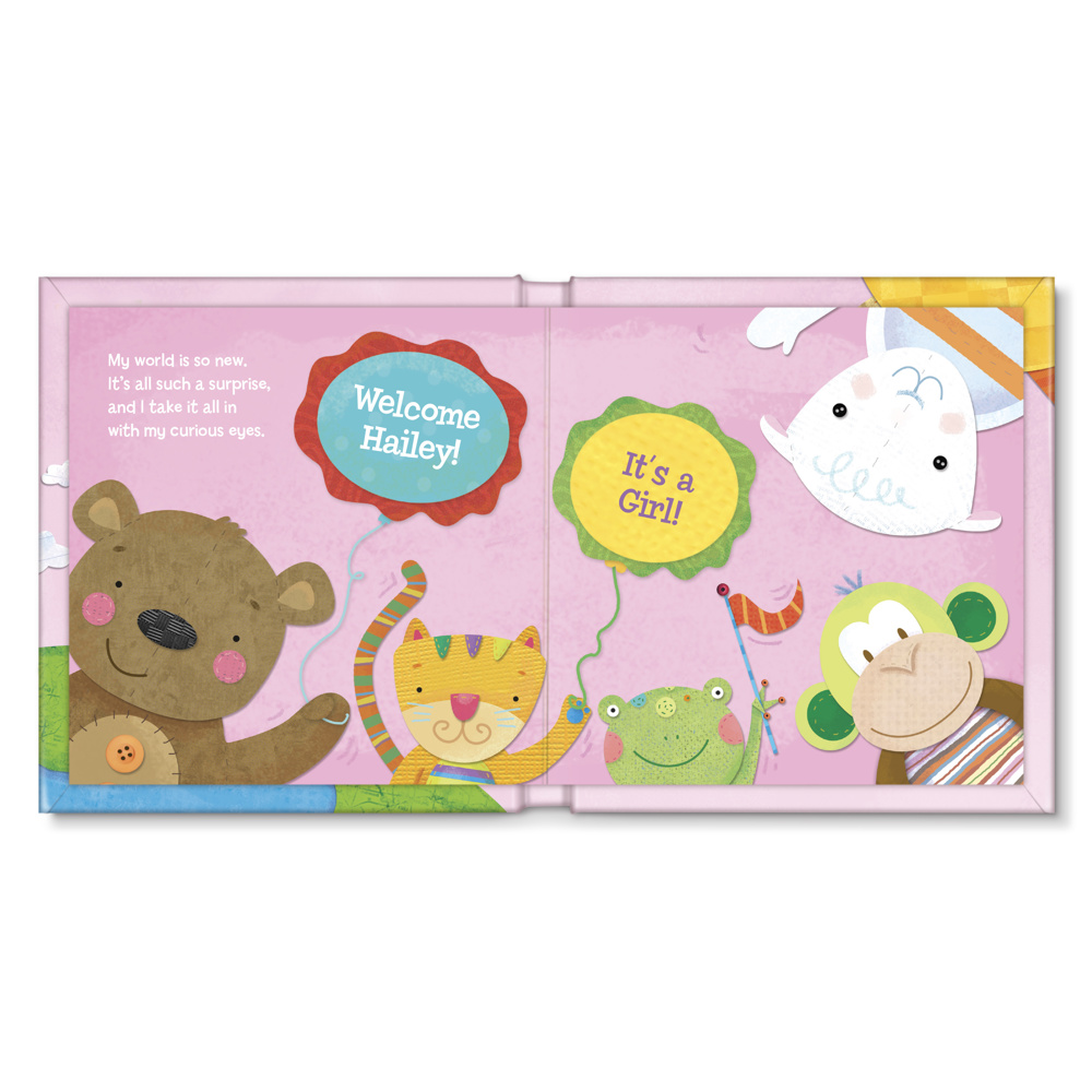 Hello World! - personalized board book - pink