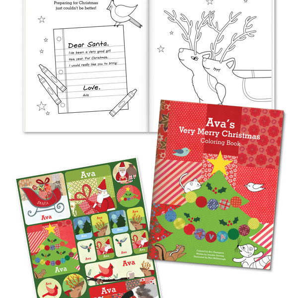 My Very Merry Christmas Personalized Color Book and Sticker Gift Set