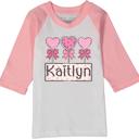  3 Heart Lollipops Pink Raglan Tee Toddler | Personalized Valentine's Day Tee | Valentine's Day Graphic Tee for Toddler Girls | Hearts Graphic