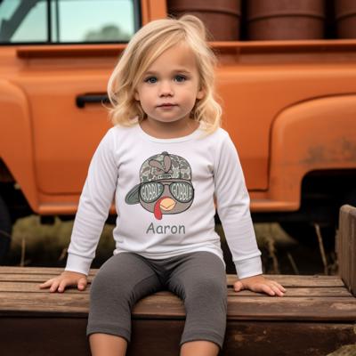Thanksgiving Graphic Tshirt for Boys | Camo Turkey Face with Hat | Personalized Thanksgiving Kids Tee 