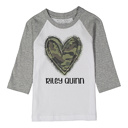  Personalized Camo Heart Gray Raglan Tee for Toddlers | Personalized Valentine Tee for Boys | Camo  | Hearts for Boys