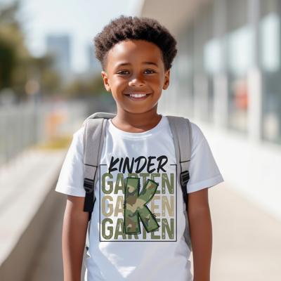 BACK TO SCHOOL | PreK Kindergarten First Grade| Camo Graphic | Boys SHort Sleeve Tee