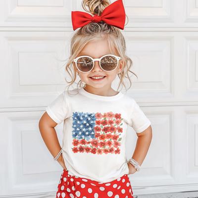 Floral American Flag Short Sleeve Tee for Girls | Multiple sizes available