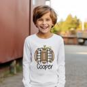  Fall Graphic Tee for Boys | Personalized Pumpkin Football  | Long Sleeve Tee