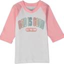  Christian Graphic tee for Toddlers | God is Good | Pink Raglan Tee for Toddler Girls | Faith Based Clothing