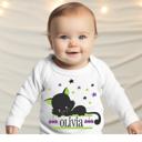  Personalized Halloween Graphic Bodysuit | Black Cat Stars Long sleeve Bodysuit for Infants Toddlers
