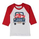  Personalized Heart Filled Truck | Valentine Graphic Tee | Red Raglan Tee for Boys | Valentine Tee for Boys