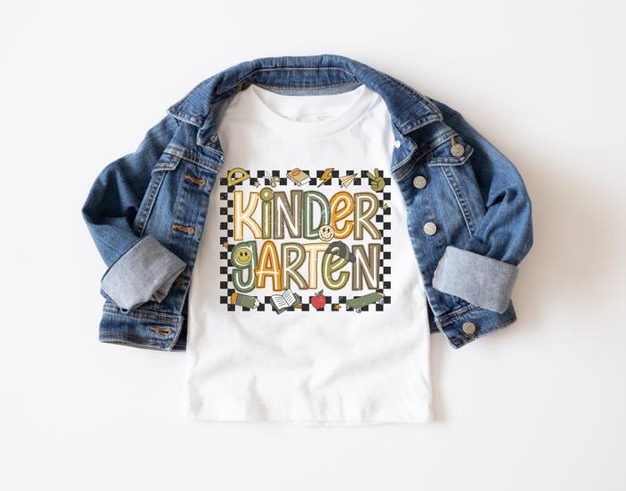 BACK TO SCHOOL PreK Kindergarten First Grade Level Shirts | Boys Tshirts|  Green Check 