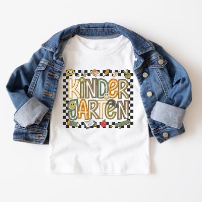 BACK TO SCHOOL PreK Kindergarten First Grade Level Shirts | Boys Tshirts|  Green Check 