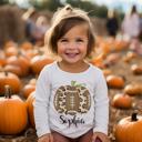  Fall Graphic Tee for Toddler Girls | Personalized Leopard Pumpkin Football | Long sleeve tee for Toddler Girls 