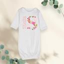  Pink Floral Initial Infant Gown for Girls | Personalized Baby Girl Gown | Custom Baby Shower Gift | Baby Girl 