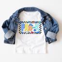  BACK TO SCHOOL PRE -K  BLue Check Short Sleeve Tee for Boys Multiple sizes