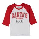 2T Personalized Santa's Favorite Collegiate Red Ragaln Tee for Toddlers | Christmas Graphic Tee | Gender Neutral Holiday Graphic Tee