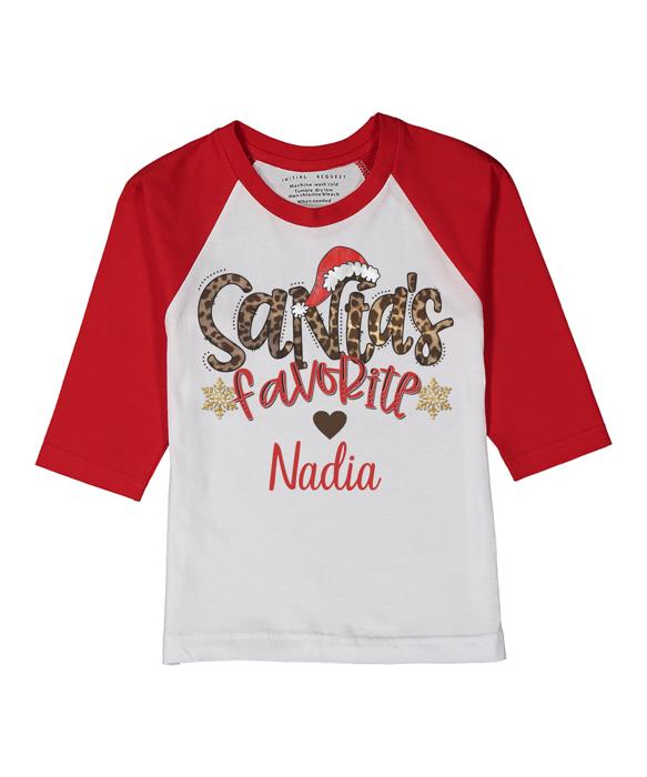 Personalized Santa's Favorite Red Ragaln Tee for Toddlers | Christmas Graphic Tee | Holiday Graphic tee for Toddlers
