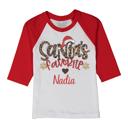  Personalized Santa's Favorite Red Ragaln Tee for Toddlers | Christmas Graphic Tee | Holiday Graphic tee for Toddlers