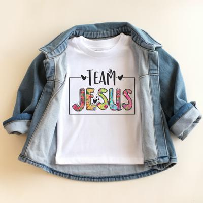 Christian Faith Based Tee for Girls | Christian Graphic | Team Jesus | Short Sleeve Tee for Girls
