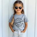  Fall Graphic Tee For Kids | Thankful Grateful Blessed Gray Short Sleeve Tee | Thanksgiving Tee for Boys or Girls