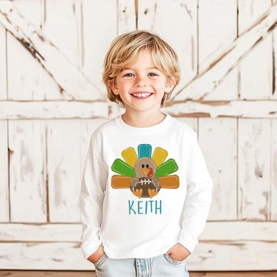 Fall Graphic Tee for Boys or Girls | Personalized Thanksgiving Football Turkey | Long Sleeve Tee for Boys or Girls  