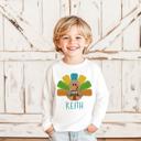  Fall Graphic Tee for Boys or Girls | Personalized Thanksgiving Football Turkey | Long Sleeve Tee for Boys or Girls  