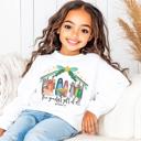  Girls Christmas Graphic Tee | The Greatest Gift of All  Nativity Scene| Christian Long Sleeve Tee for Kids