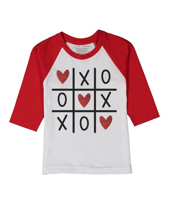 Tic Tac Toe Hearts | Valentine Graphic Tee for Kids | Gender Neutral Valentine's Day Tee | Red Ragaln Tee 