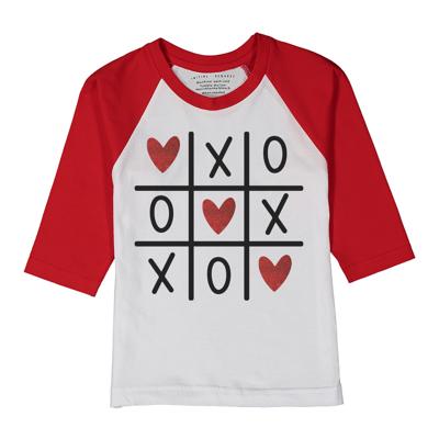 Tic Tac Toe Hearts | Valentine Graphic Tee for Kids | Gender Neutral Valentine's Day Tee | Red Ragaln Tee 