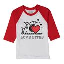  Love Bites | Red Raglan Tee for Kids | Valentine's Day Graphic Tee | Valentine Graphic for Boys | Love Bites Shark