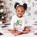  Personalized Candy Cane Christmas Graphic Bodysuit for Baby| Holiday Graphic for Baby | Festive Baby Apparel | Girls Personalized Long Sleeve Bodysuit for Baby