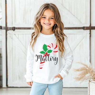 Personalized Candy Cane Christmas Graphic Tee | Holiday Graphic Tee for Girls | Festive Kids Apparel | Girls Personalized Long Sleeve Tee