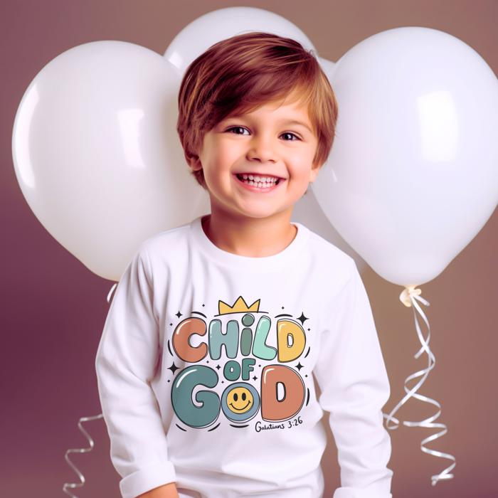 Christian Fatih Based Graphic Tee for Kids | Child of God | Long Sleeve Tee for Boys and Girls | Gender neutral graphic tee