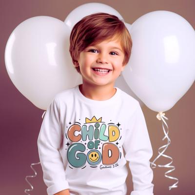 Christian Fatih Based Graphic Tee for Kids | Child of God | Long Sleeve Tee for Boys and Girls | Gender neutral graphic tee