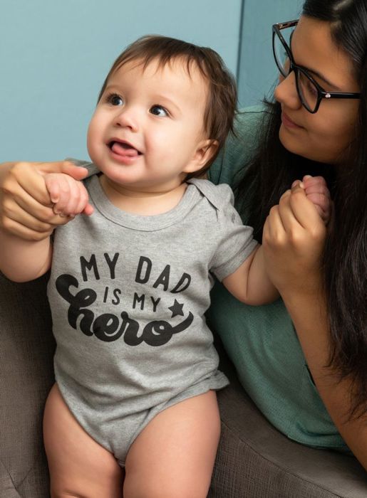 My Dad is My Hero Gray Short Sleeve Onesie New Dads | Multiple Sizes