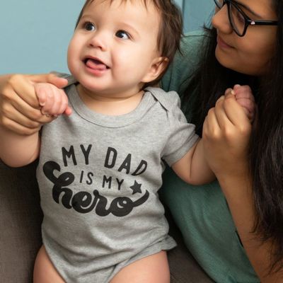 My Dad is My Hero Gray Short Sleeve Onesie New Dads | Multiple Sizes