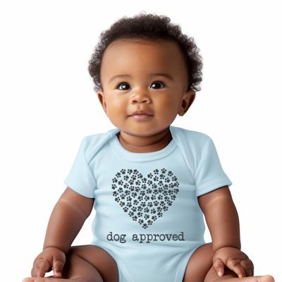 Dog Approved Paw Heart Print Blue Short Sleeve Onesie | Multiple sizes for Baby Boy