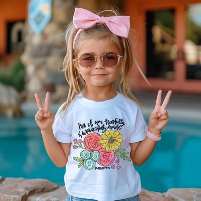 Christian Graphic Tee for Girls | I am Fearfully and Wonderfully Made | Psalm 139:14| Short Sleeve Tee for Girls