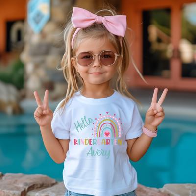 BACK TO SCHOOL Hello Kindergarten PERSONALIZED Short Sleeve Tee for Girls 
