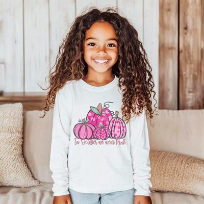 Breast Cancer Awareness Month | In October We Wear Pink | Long Sleeve Tee for Girls 