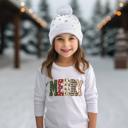  Christmas Graphic Tee for Girls | MERRY Christmas Long Sleeve Tee | Holiday Graphic Tee | Festive Tshirts for Kids