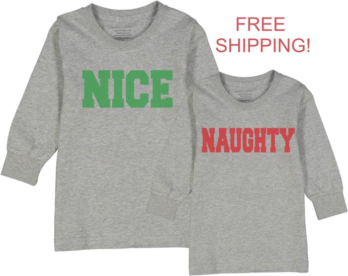 Naughty or Nice Toddler Christmas Graphic Tee  | Holiday Graphic Tee | Gray Long Sleeve Holiday Tee | Toddler Tee
