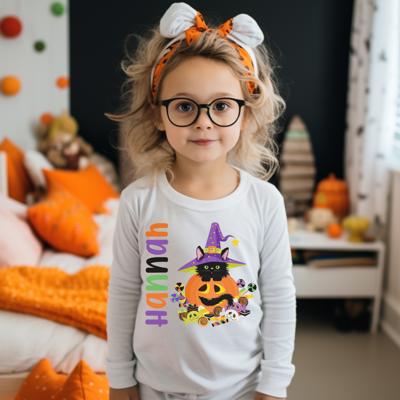 Personalized Halloween Graphic Tee for Kids | Pumpkin Cat Candy | Halloween Tee for Kids