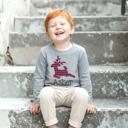 5 Christmas Graphic Tshirt | Red Plaid Reindeer | Gray Long Sleeve Holiday Graphic Tee | Holiday Grpahic Tee for Kids | Festive Tshirt