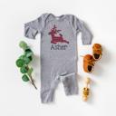  Christmas Graphic Romper for Baby | Personalized Red Black Reindeer  | Holiday Graphic Gray Romper for Baby