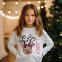  Christmas Graphic Tee for Girls | Personalized Reindeer Red Plaid Bow | Long Sleeve Holiday Tee for Girls 