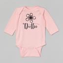0-3M Personalized Pink Long Sleeve Bodysuit for Baby Girl | Single Flower Personalized | Baby Shower Gift | New Baby 