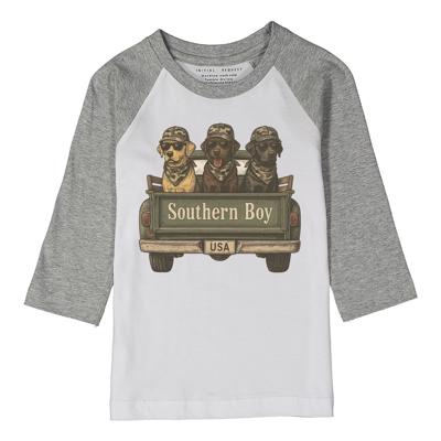 Southern Boy  | Gray Raglan Tee for Boys | Boys Grpahic Tee | Cotton Tshirt for Boys