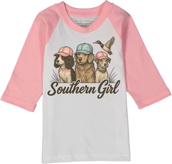 Southern Girl Pink Raglan Tee | Graphic Tee for Girls | Everyday Cotton Tee for Girls